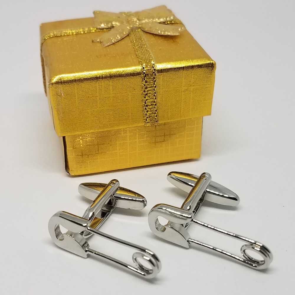 📍 Safety Pin Cuff Links
